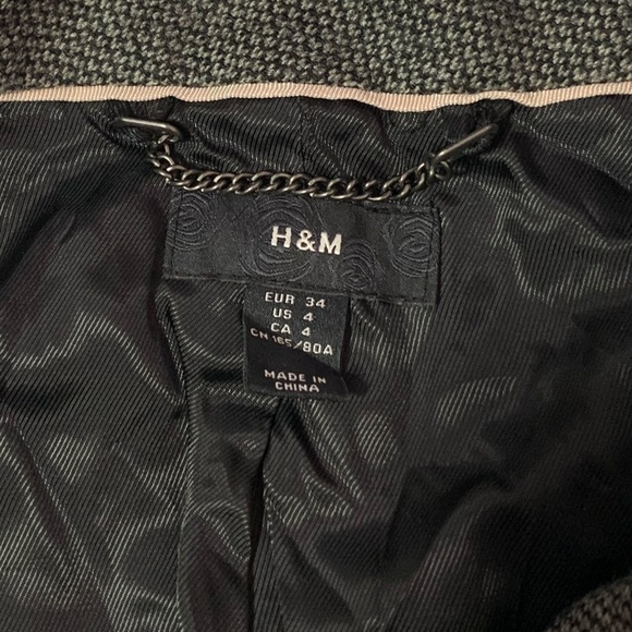 H&M Dark Gray Wool Textured Jacket with Belt 4 - Picture 4 of 12